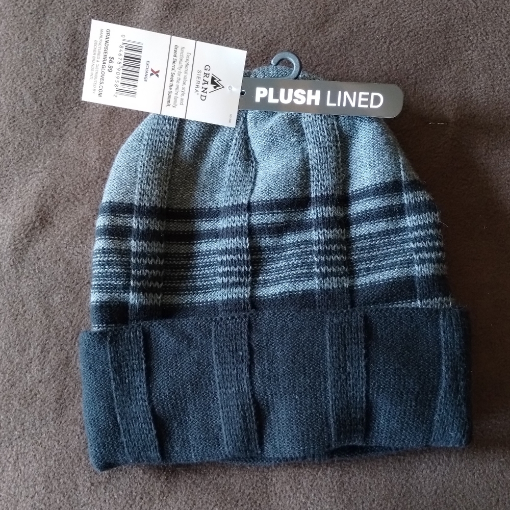 Men's Grand Sierra Knit Winter Hat, Stripe Cuffed, NWT